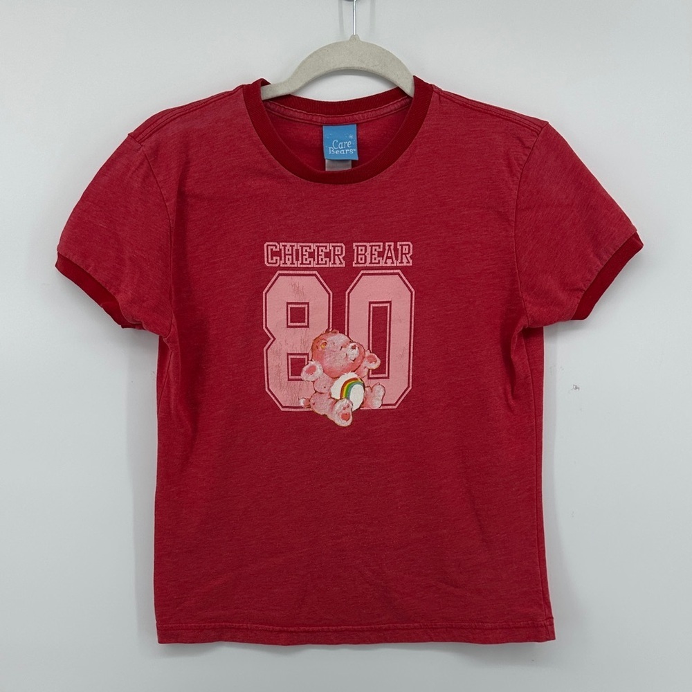 Care Bears Cheer Bear VTG Y2K Coquette Kidcore Retro Baby Tee Red T-Shirt SzS
